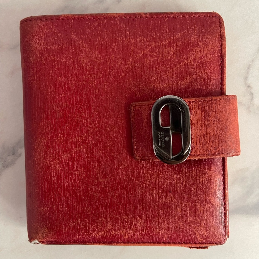 Gucci Red Leather Bifold Wallet